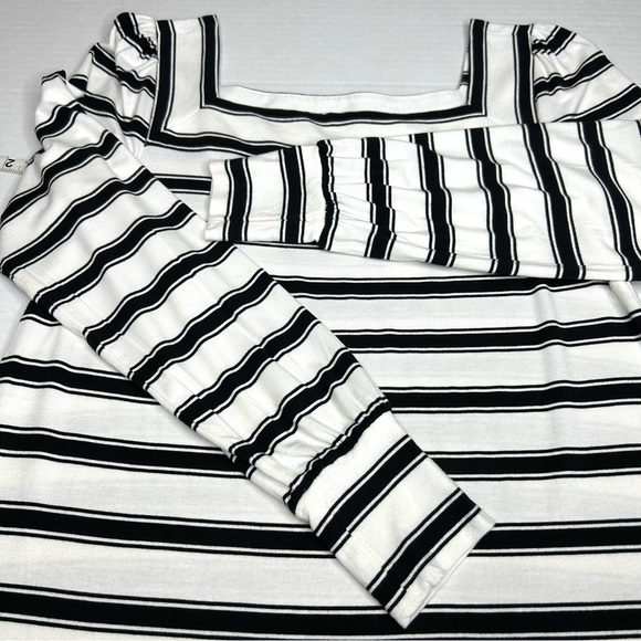 Loft Black/White Striped XS Long Sleeve Dress - Picture 4 of 13